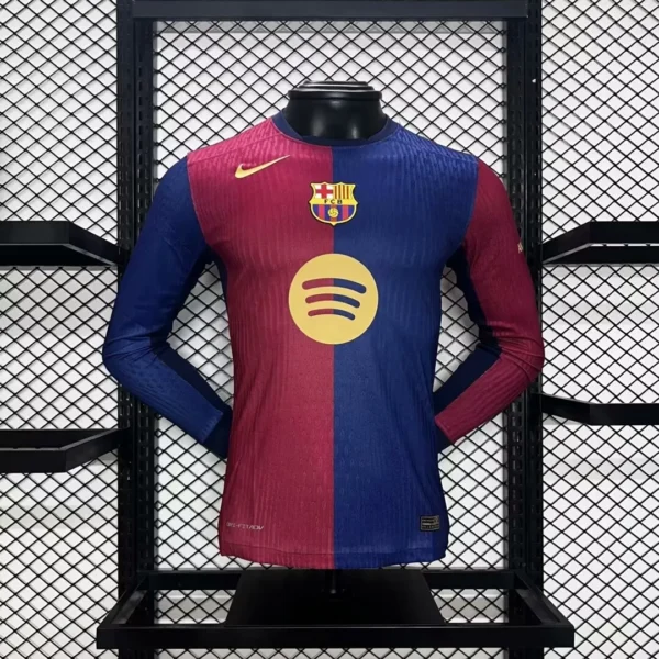 2024/25 Barcelona Home Soccer Jersey Long Sleeve Player Version