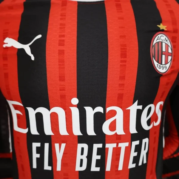 2024/25 AC Milan Home Soccer Jersey Player Version Long Sleeves - Image 3