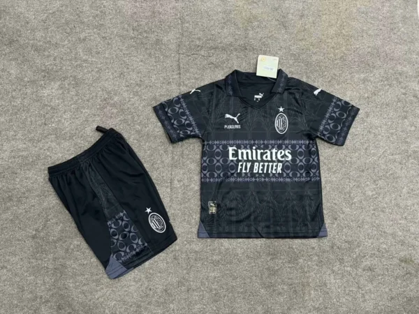 2024 AC Milan Fourth Speical Soccer Jersey Black Kid Kit
